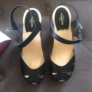 Swedish Hasbeens Super High Black Suzanne Sandals